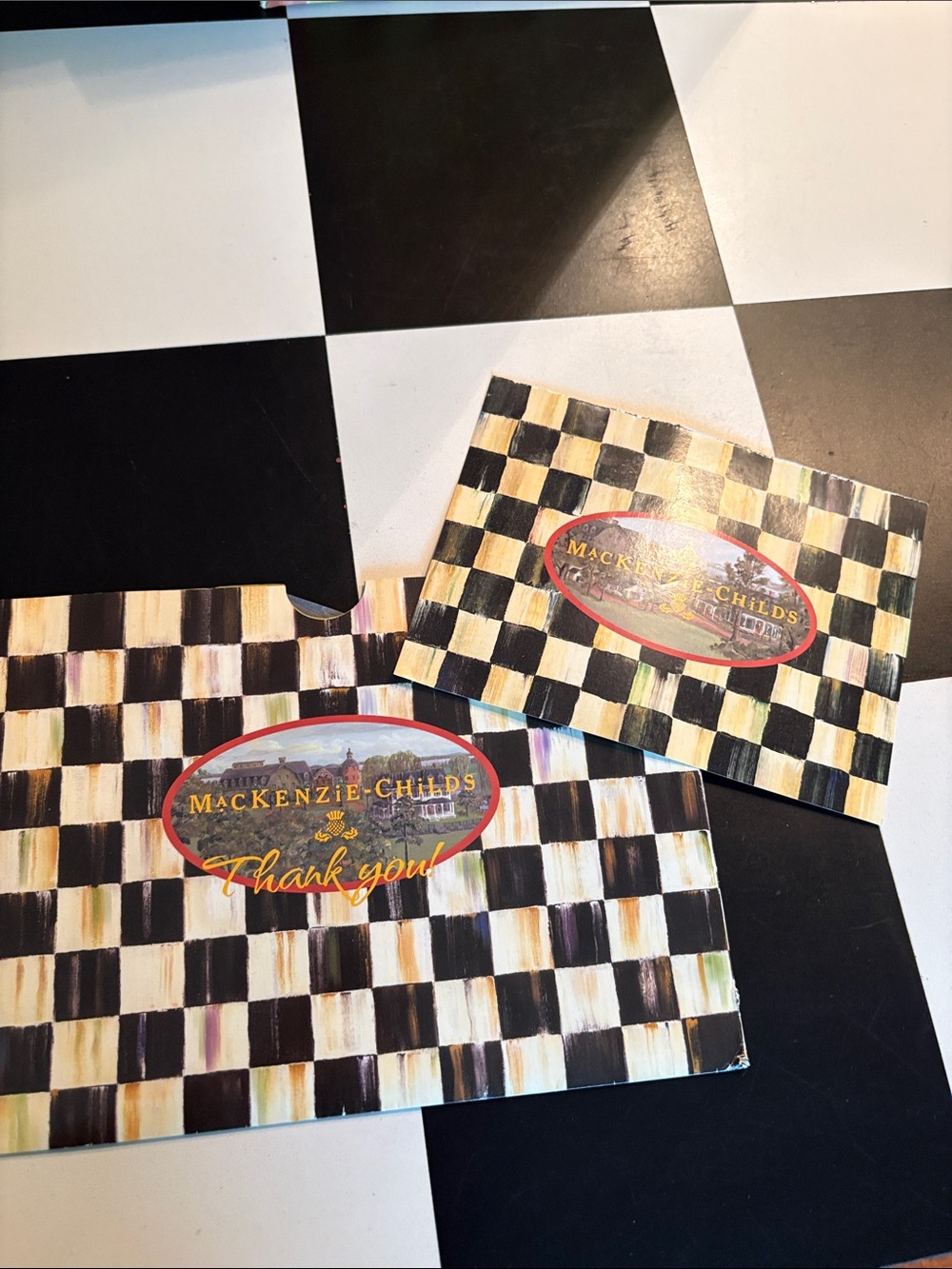 MacKenzie-Childs Black and Cream Check Thank You Cards